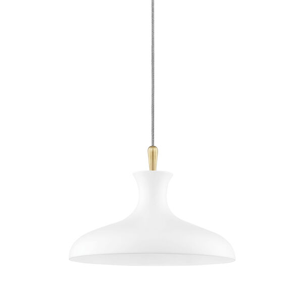 Cassidy Aged Brass and Soft Off White 15-Inch One-Light Pendant, image 1