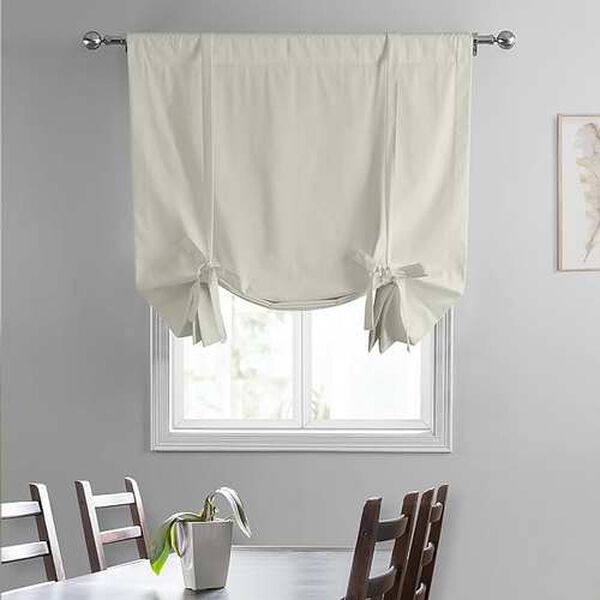 Light Greige Ivory Solid Cotton Tie-Up Window Shade Single Panel, image 2