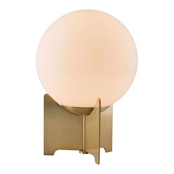 Pearl White and Brushed Brass One-Light Table Lamp, image 1