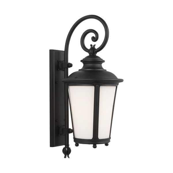 Cape May Black 11-Inch One-Light Outdoor Wall Sconce with Etched White Inside Shade, image 2