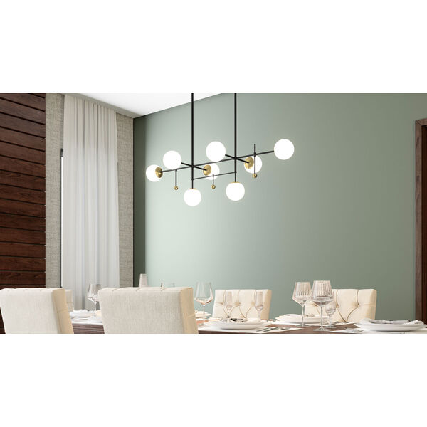 Blaire Matte Black and Gold Eight-Light LED Chandelier, image 3