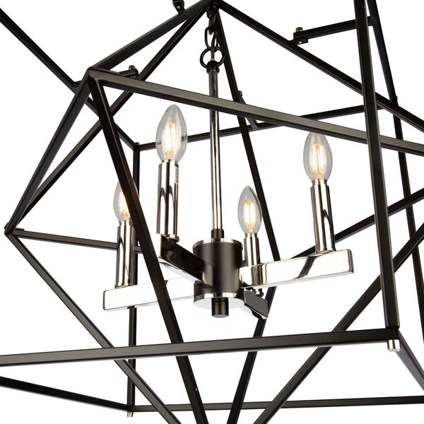 Roxton Matte Black and Polished Nickel Four-Light Chandelier, image 5