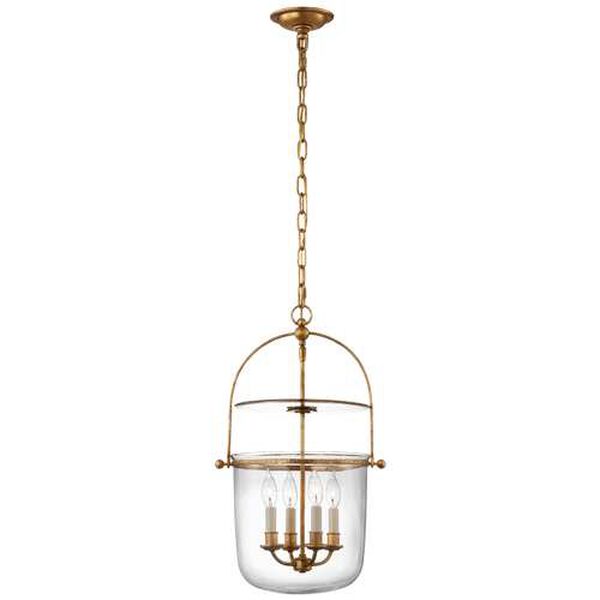 Lorford Gilded Iron Four-Light Small Smoke Bell Lantern Pendant by Chapman and Myers, image 1