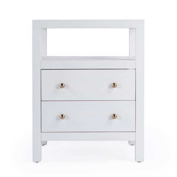 Nora White Nightstand with Two-Drawer, image 3