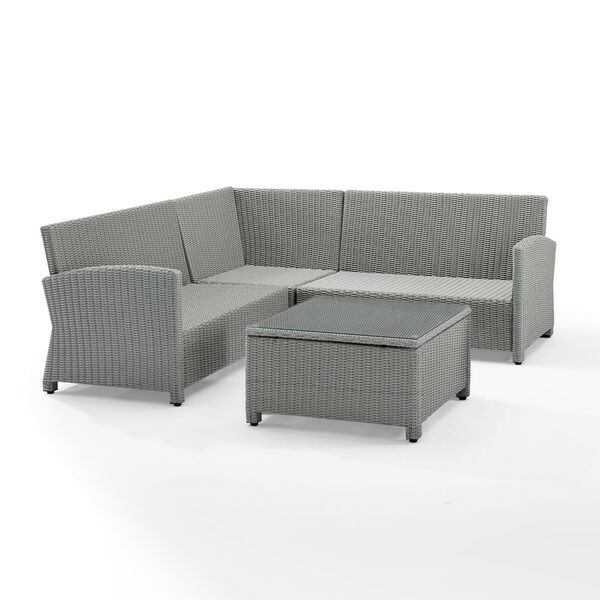 Bradenton Gray and Navy Outdoor Wicker Sectional Set, 4-Piece, image 4