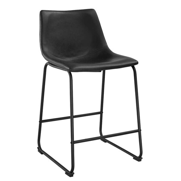 Black Faux Leather Counter Stools - Set of 2, image 2