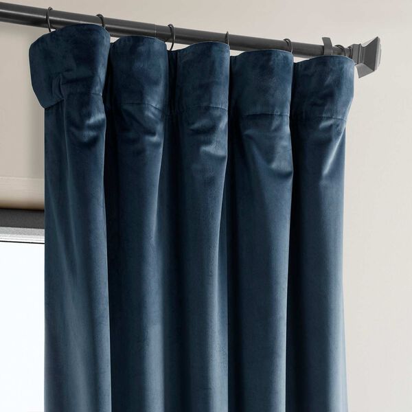 Blue 96 x 50 In. Plush Velvet Curtain Single Panel, image 9