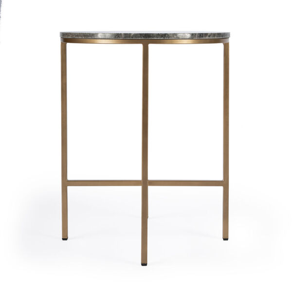 Caty Gray and Gold End Table with Marble Top, image 4