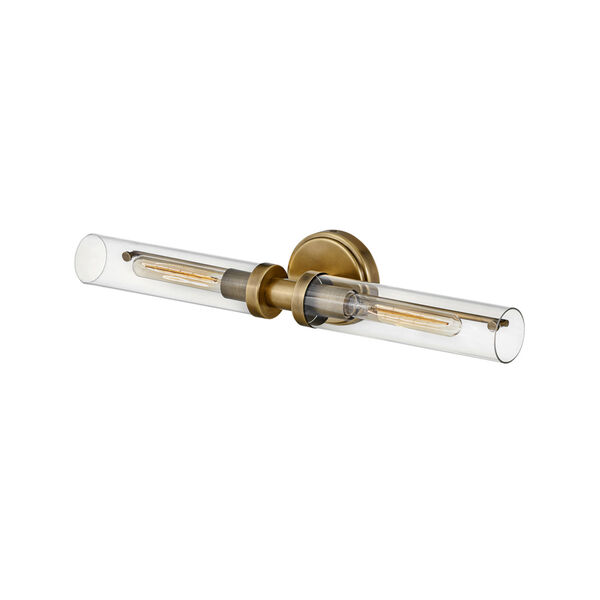 Vaughn Heritage Brass Two-Light Bath Bar With Clear Glass, image 4