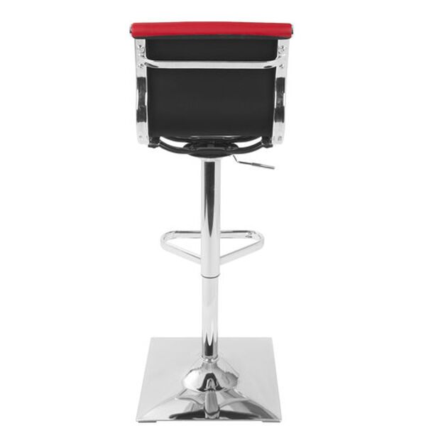 Master Polished Chrome and Red Leather Seat Bar Stool, image 4