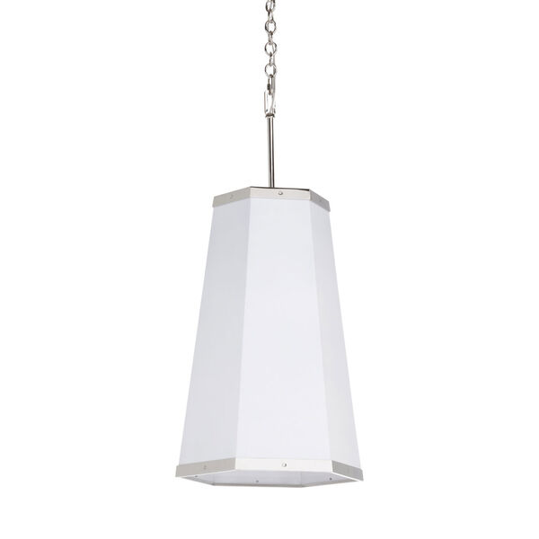 High Street Polished Nickel and White Hexagon Pendant, image 1