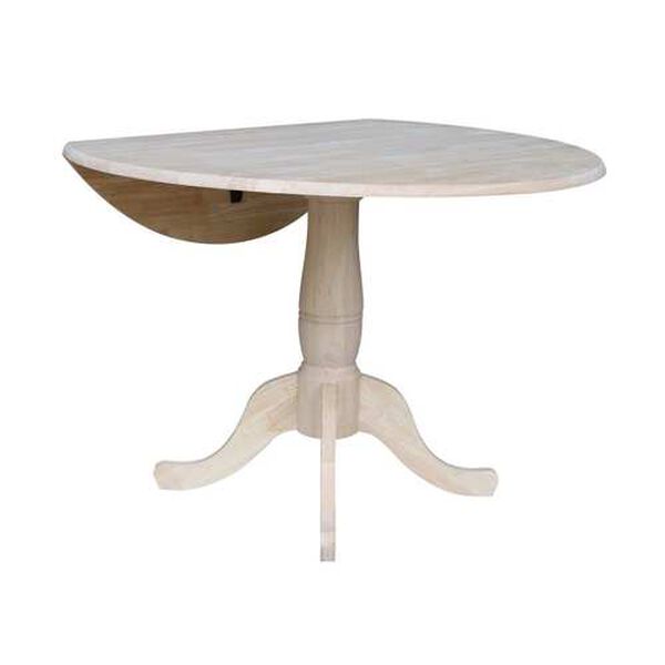 Gray and Beige 30-Inch Round Dual Drop Leaf Pedestal Table, image 3