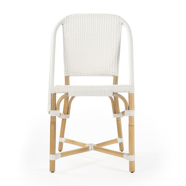 Tenor White and Beige Rattan Dining Chair, image 3