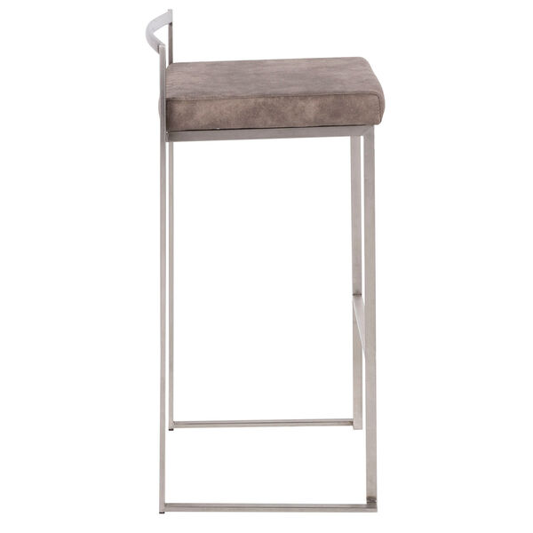 Fuji Stainless Steel and Stone 34-Inch Bar Stool, Set of 2, image 3