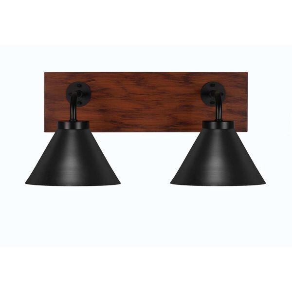 Oxbridge Matte Black Natural Two-Light Bath Vanity with Cone Metal Shades, image 1