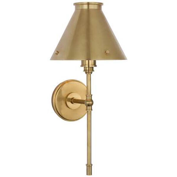 Parkington Antique Brass One-Light Large Tail Wall Sconce with Antique Brass Shade by Chapman and Myers, image 1