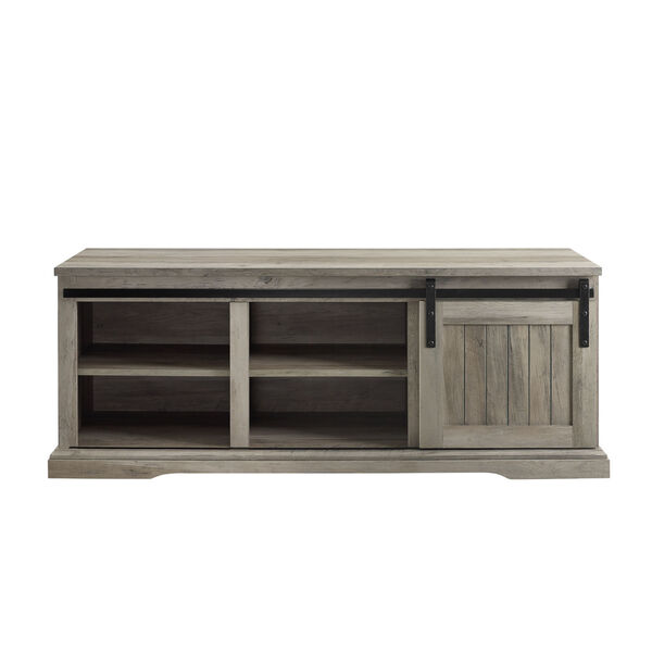 Gray Sliding Grooved Door Entry Bench with Storage, image 1