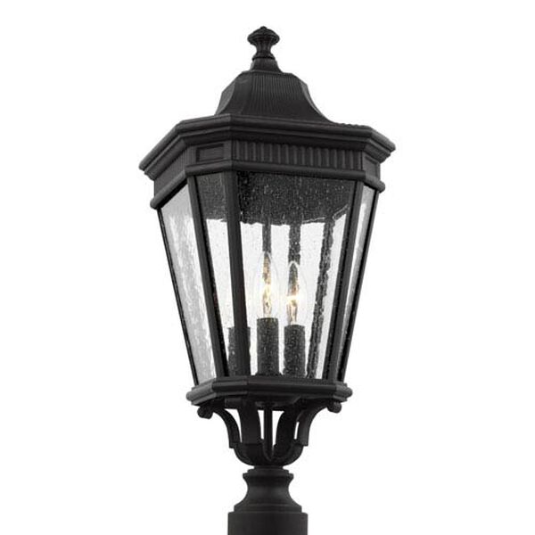 Castle Black 10-Inch Three-Light Outdoor Post Lantern, image 1
