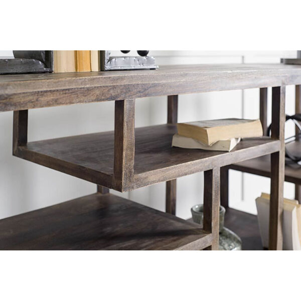 Wright I Brown Solid Wood Multi Level Shelf Console Table, image 5