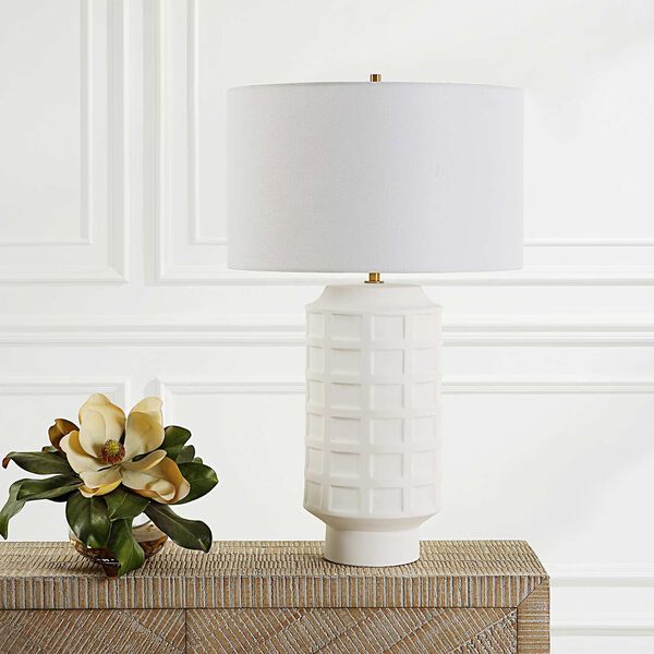 White Antique Brass One-Light Table Lamp, image 3