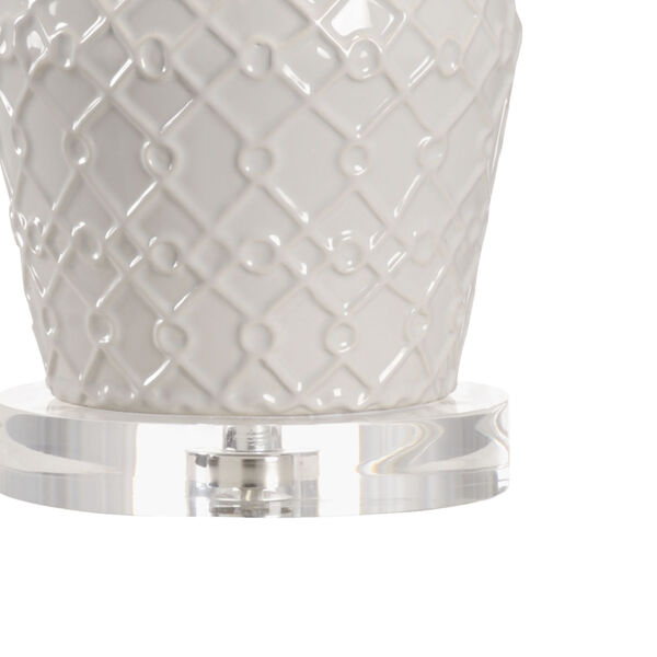Pam Cain White Glaze and Clear One-Light Ceramic Table Lamp, image 2