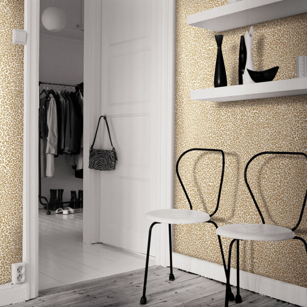 Tropics Gold Leopard King Pre Pasted Wallpaper - SAMPLE SWATCH ONLY, image 1