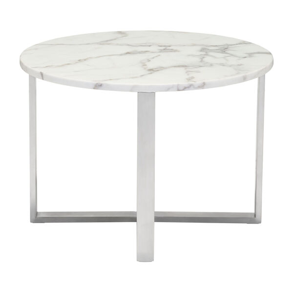 Globe White and Silver End Table, image 3