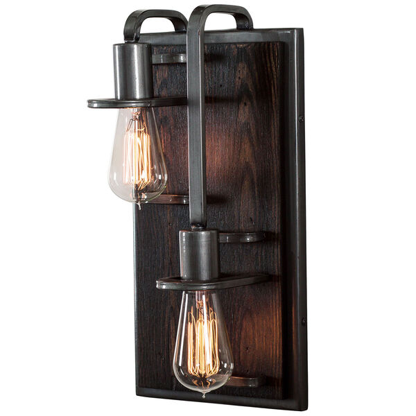 Lofty Steel and Faux Zebrawood Two Light Right Wall Sconce, image 2