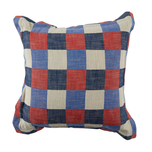 Plaid Cajun and Indigo 22 x 22 Inch Pillow with Pinstripe Double Flange, image 1
