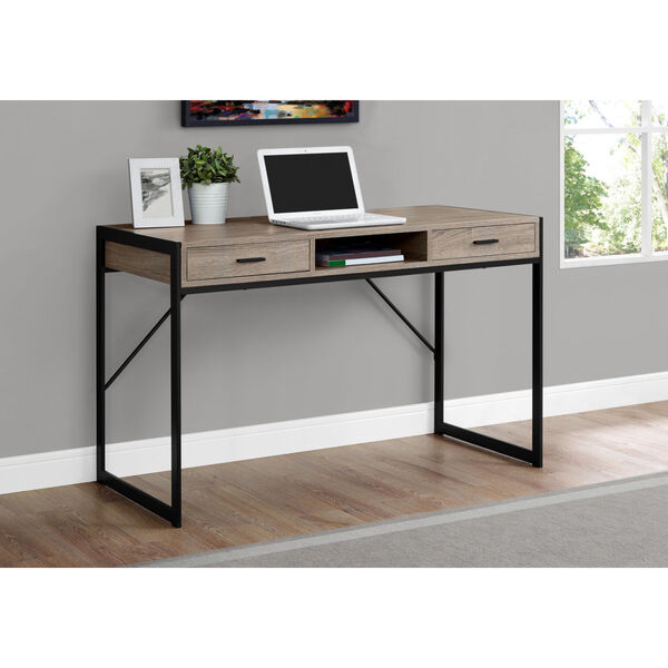 Dark Taupe and Black 22-Inch Computer Desk with Storage Drawers, image 2