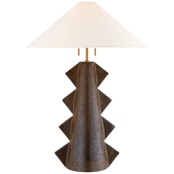 Senso Large Table Lamp in Crystal Bronze with Linen Shade by Kelly Wearstler, image 1