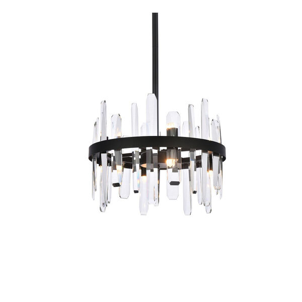 Serena Black and Clear 16-Inch Round Pendant, image 3