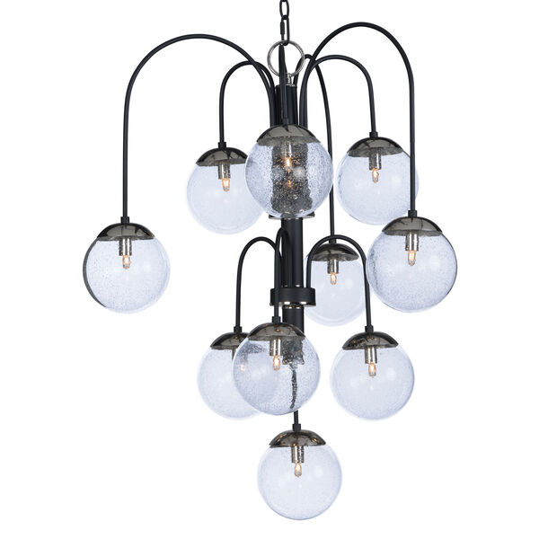 Reverb Textured Black and Polished Nickel 30-Inch 10-Light Xenon Chandelier, image 1