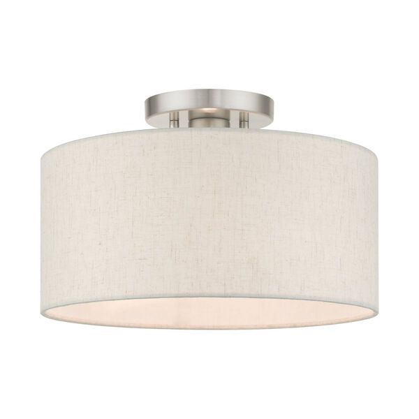 Meadow Brushed Nickel 13-Inch One-Light Semi-Flush Mount, image 1