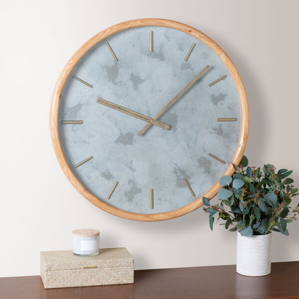 Terrance Light Wood and Stone Grey 32-Inch Wall Clock, image 3