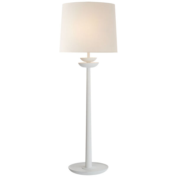 Beaumont Medium Buffet Lamp in White with Linen Shade by AERIN, image 1