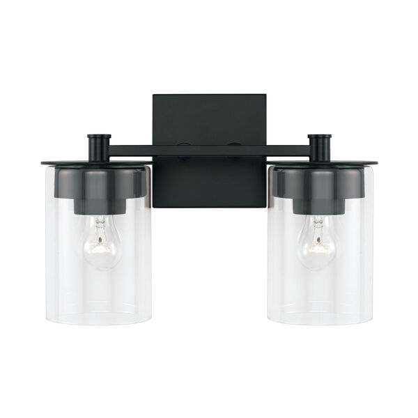 HomePlace Mason Matte Black Two-Light Vanity with Clear Glass, image 4