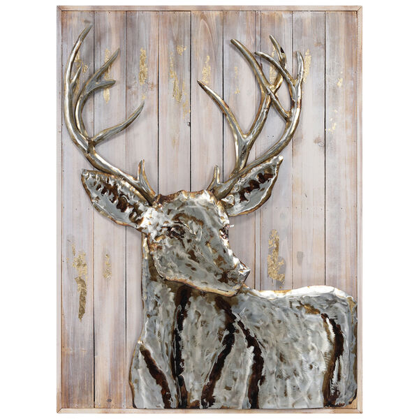 Deer 1 Hand Painted Iron Solid Wood Framed Wall Art, image 2