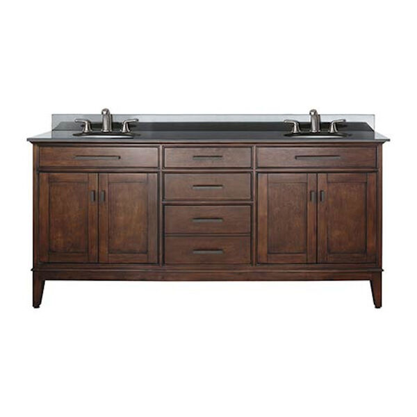 Madison Tobacco 72-Inch Double Sink Vanity with Black Granite Top, image 1