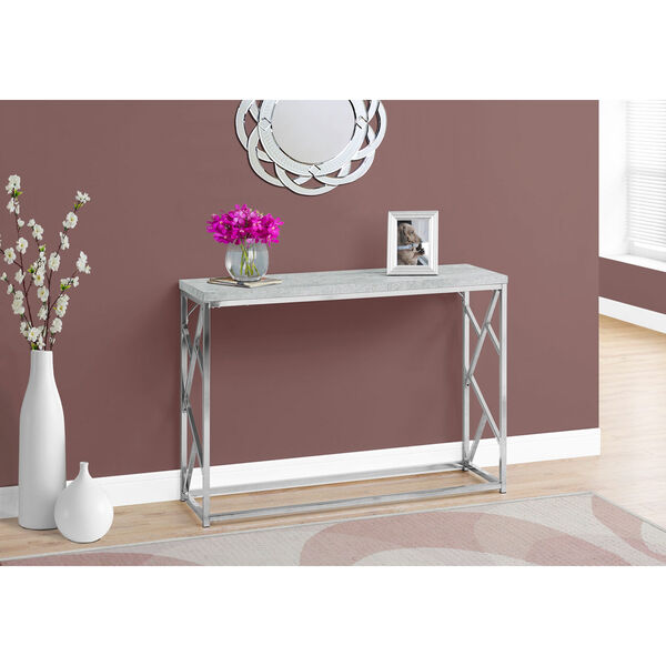 Console Table - Grey Cement with Chrome Metal, image 1