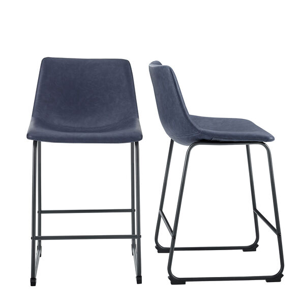 Navy Blue and Black Counter Stool, Set of 2, image 4