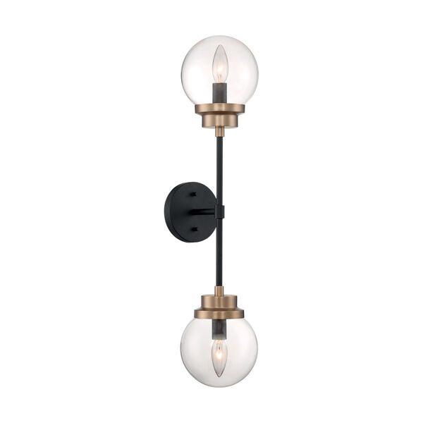 Axis Matte Black and Brass Two-Light Wall Sconce, image 1