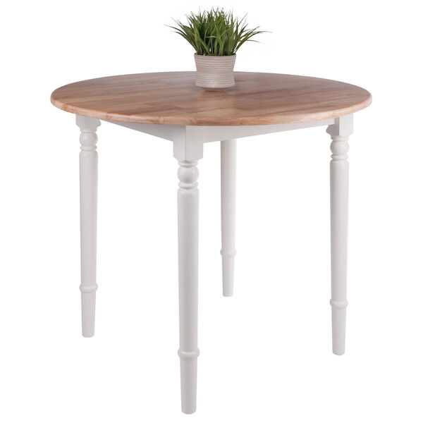 Sorella Natural and White Round Drop Leaf Table, image 6