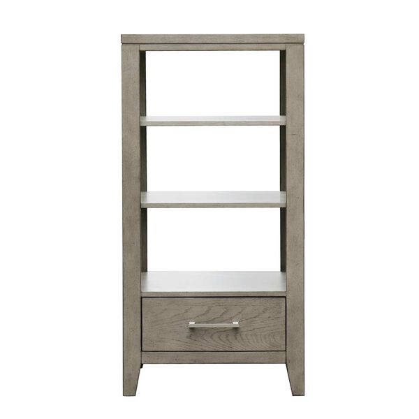 Essex Gray Wood Display Bookcase with Storage-Drawer, image 3