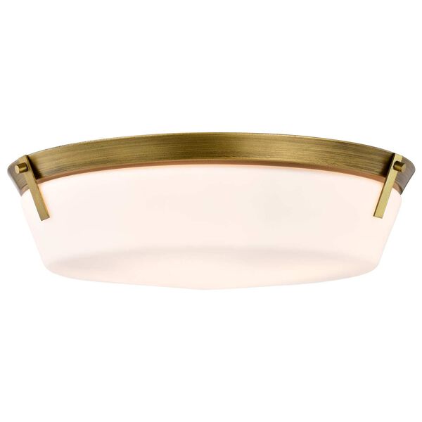 Rowen Natural Brass Four-Light Flush Mount with Etched White Glass, image 6
