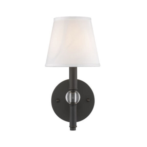 Lyndale Bronze One-Light Wall Sconce with Classic White Shade, image 1