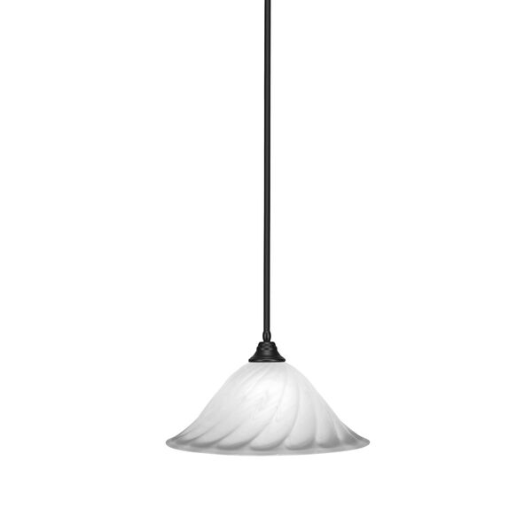 Any Matte Black 20-Inch One-Light Pendant with White Alabaster Swirl Glass, image 1