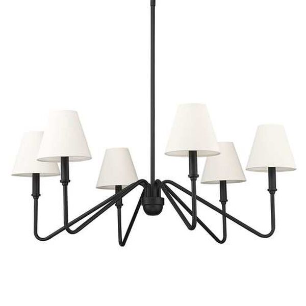 Kennedy Natural Black Six-Light Chandelier with Ivory Linen shade, image 2