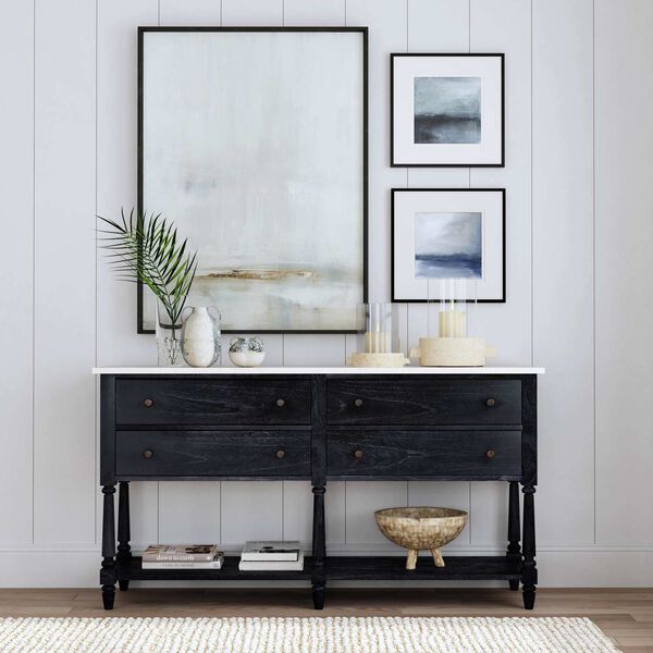 Danielle Washed Black 65-Inch W Marble Sideboard, image 2