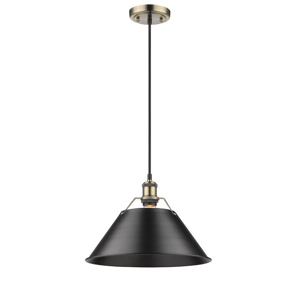 Orwell Aged Brass One-Light Pendant with Black Shade, image 2